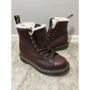 +Dr. Martens Barton Shearling Lined Leather Boots - Brown - Size 5 L